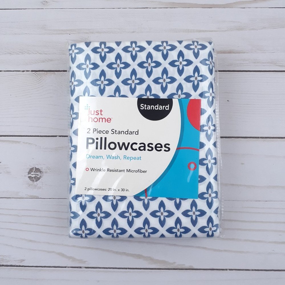 Just Home Pillow Cases Standard Blue Pinwheel Set of 2